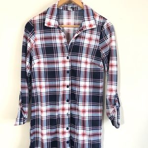 Wallflower Pink Blue Plaid Button Up Shirt Casual